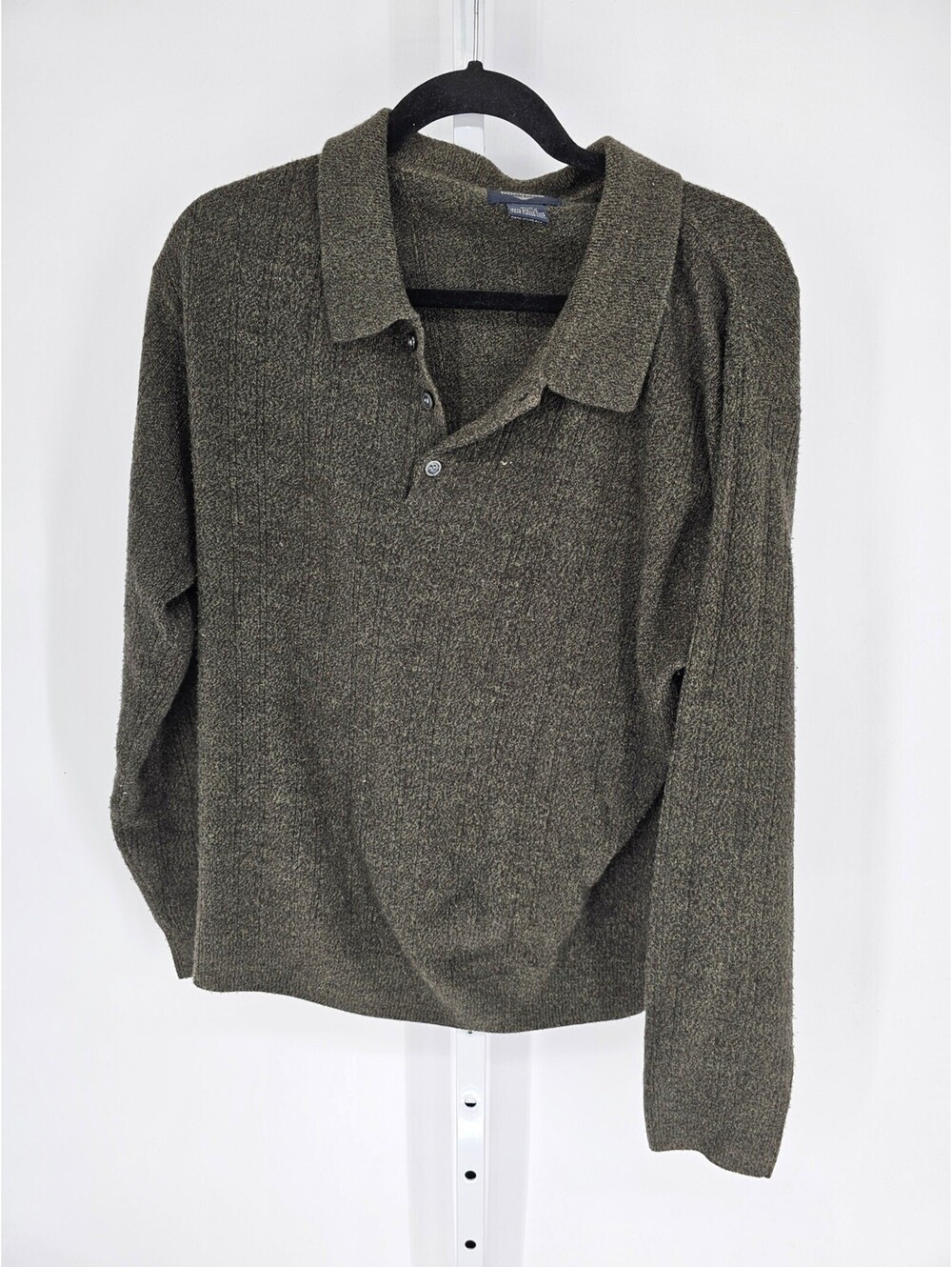 DOCKERS Men's Gray Long Sleeve Collared Knitted Acrylic Sweater Size M/M